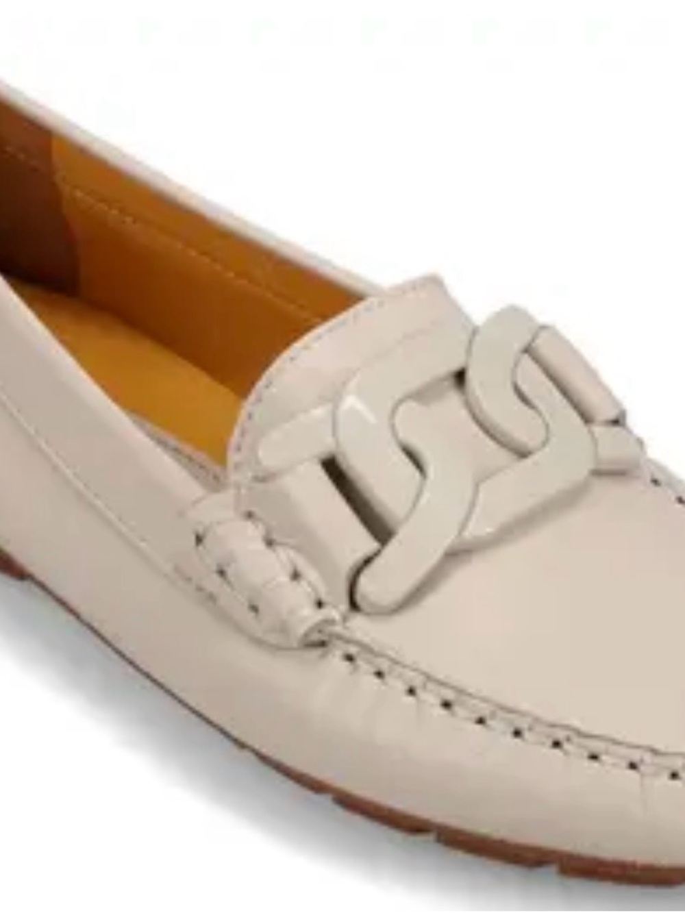Women’s Cream Leather Chain-Accent Loafer